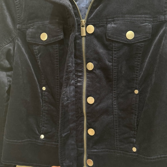 Women’s CHICO’S Navy Blue Velvet Jean Jacket Style Jacket  1Petite - Picture 10 of 10